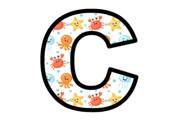 Ocean Creatures Bulletin Board Letters, Alphabet Posters Classroom Printables