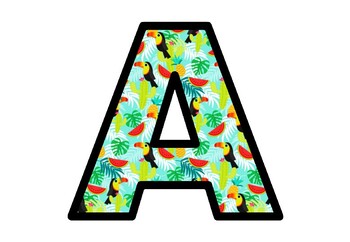 Tropical, Toucan, Summer Fruit, Bulletin Board Letters, School Decor Printables