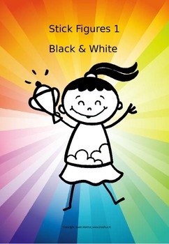 Everyday Kids, Stick Figures Black and White Clipart