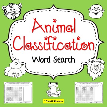 Animal Classification Word Search