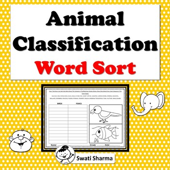 Animal Classification Word Sort Worksheets