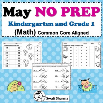May NO PREP Kindergarten and Grade First Math Packet