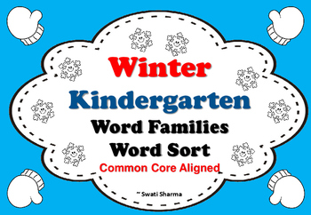 Winter Kindergarten No Prep Word Families Word Sort Short Vowels