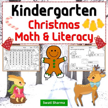 Kindergarten Christmas Math and Literacy Worksheets