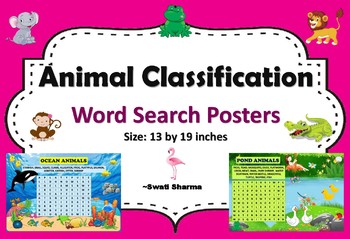 Animal Classification Word Search Posters