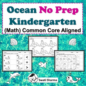 Ocean No Prep Kindergarten Math Packet