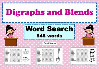 Digraphs and Blends Wordsearch Worksheets