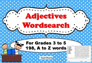 Adjectives Wordsearch Worksheets for Grades 3 to 5