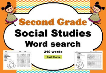 Second Grade Social Studies, Word Search Worksheets