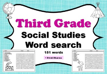 Third Grade Social Studies, Word Search Worksheets