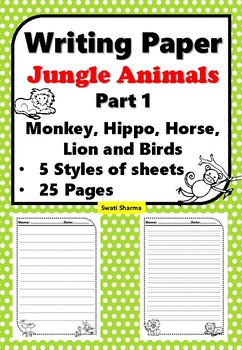 Writing Paper Jungle Animals, Part 1