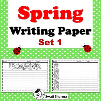 Spring, Writing Paper, Set 1, Happy Flowers